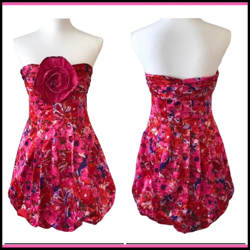 NWT BCBGMAXZRIA BEGONIA COMBO PINK SATEEN DRESS 0 - Picture 3 of 16